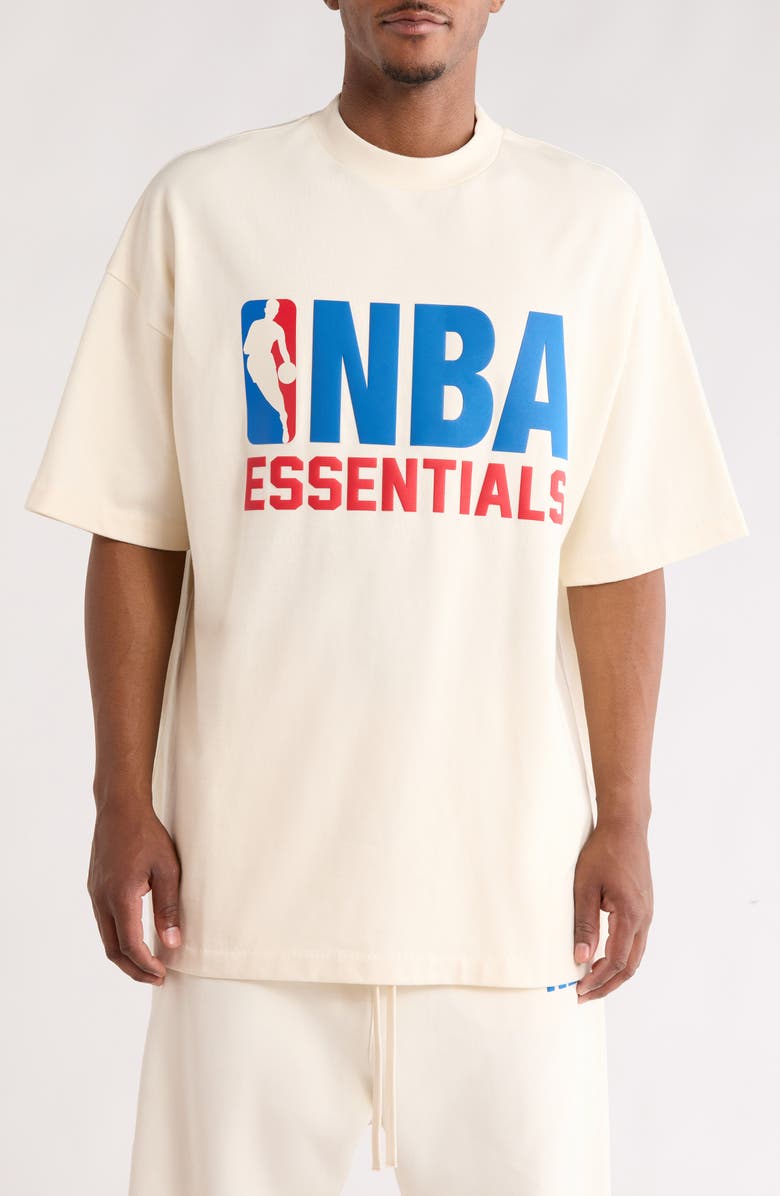 Fear of God Essentials x NBA '90s Cotton Graphic T-Shirt, Main, color, Cream White