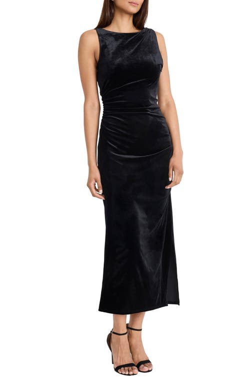 Donna Morgan For Maggy Sleeveless Side Slit Velvet Midi Dress In Black