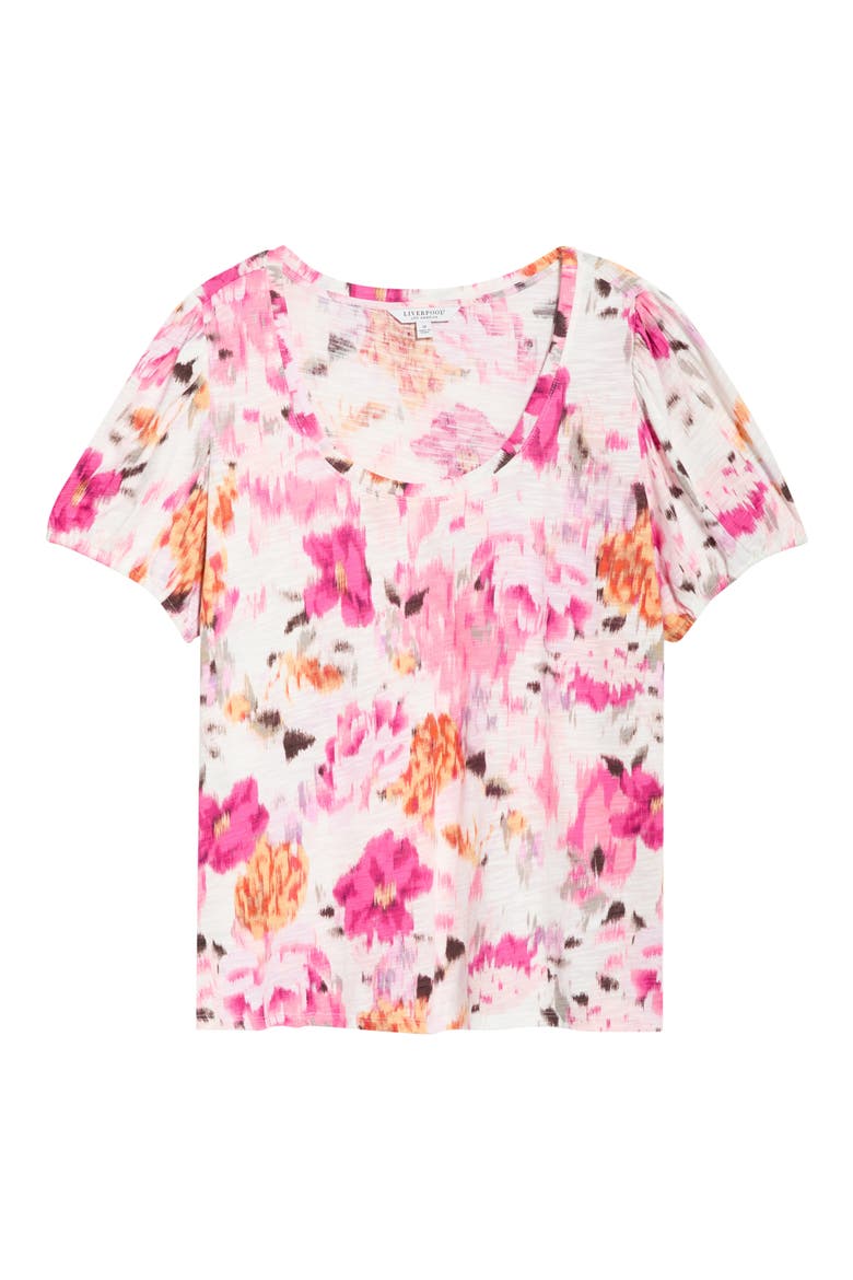 Floral Puff Sleeve T-Shirt, Alternate, color, PINK MULTI FLORAL