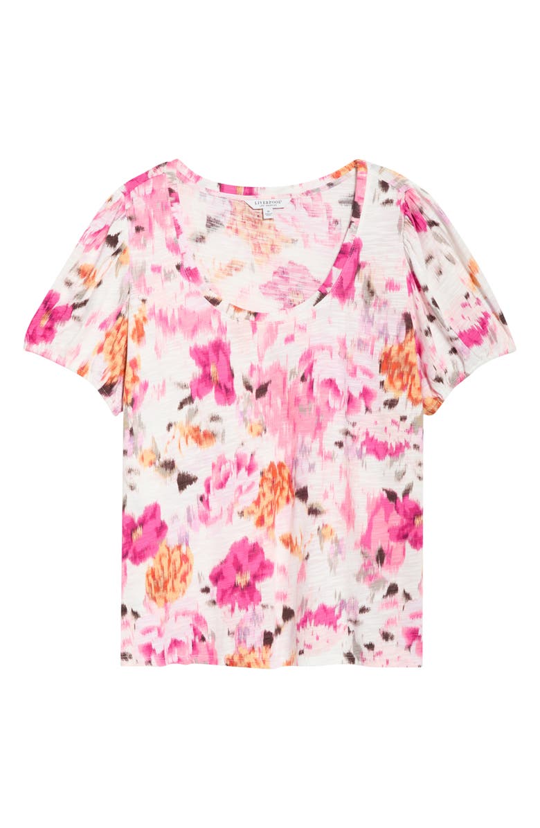 Liverpool Los Angeles Floral Puff Sleeve T-Shirt, Alternate, color, Pink Multi Floral