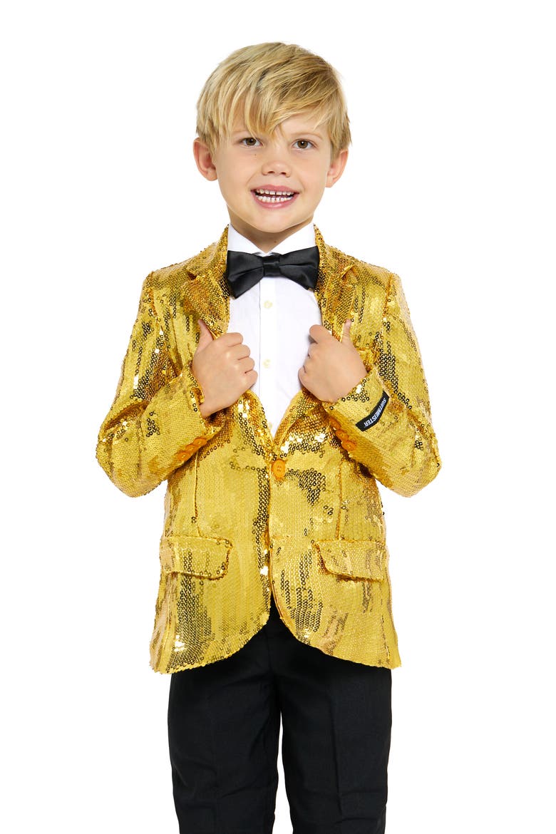 Kids' Sequin Sport Coat, Alternate, color, GOLD