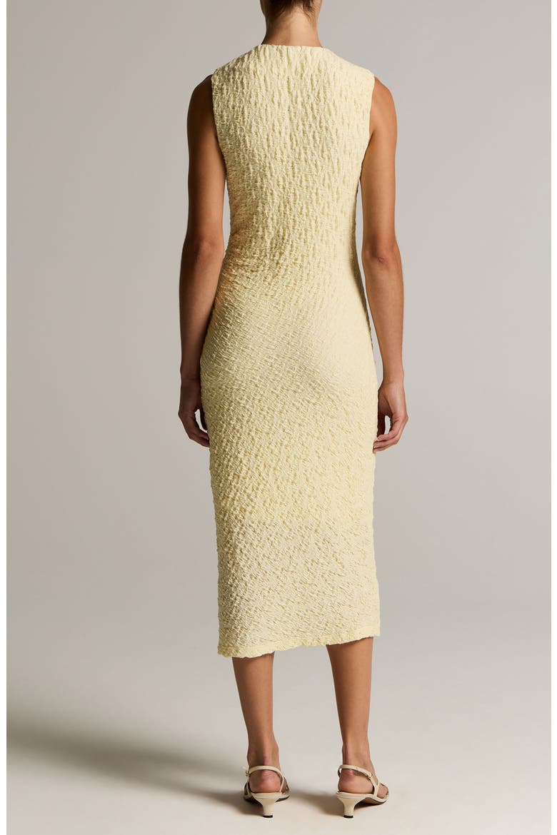 Side Pleat Textured Cotton Blend Body-Con Dress, Alternate, color, LIGHT DANDELION