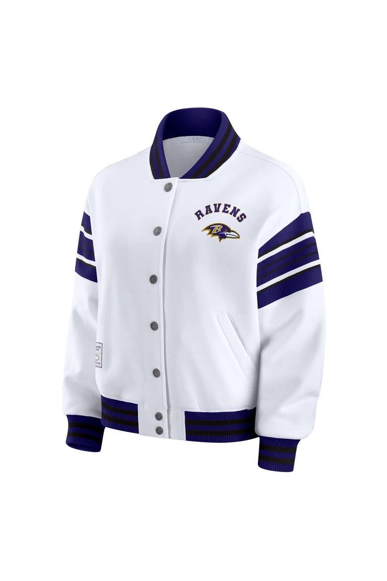 Women's WEAR by Erin Andrews White Baltimore Ravens Plus Size Full-Snap Fleece Sweatshirt Jacket, Alternate, color, White