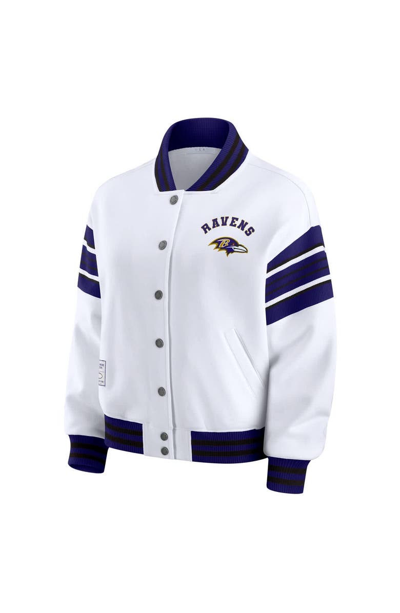 WEAR by Erin Andrews Women's WEAR by Erin Andrews White Baltimore Ravens Plus Size Full-Snap Fleece Sweatshirt Jacket, Alternate, color, White