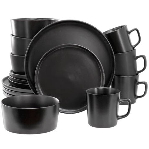Luxmatte Black 16 Piece Dinnerware Set