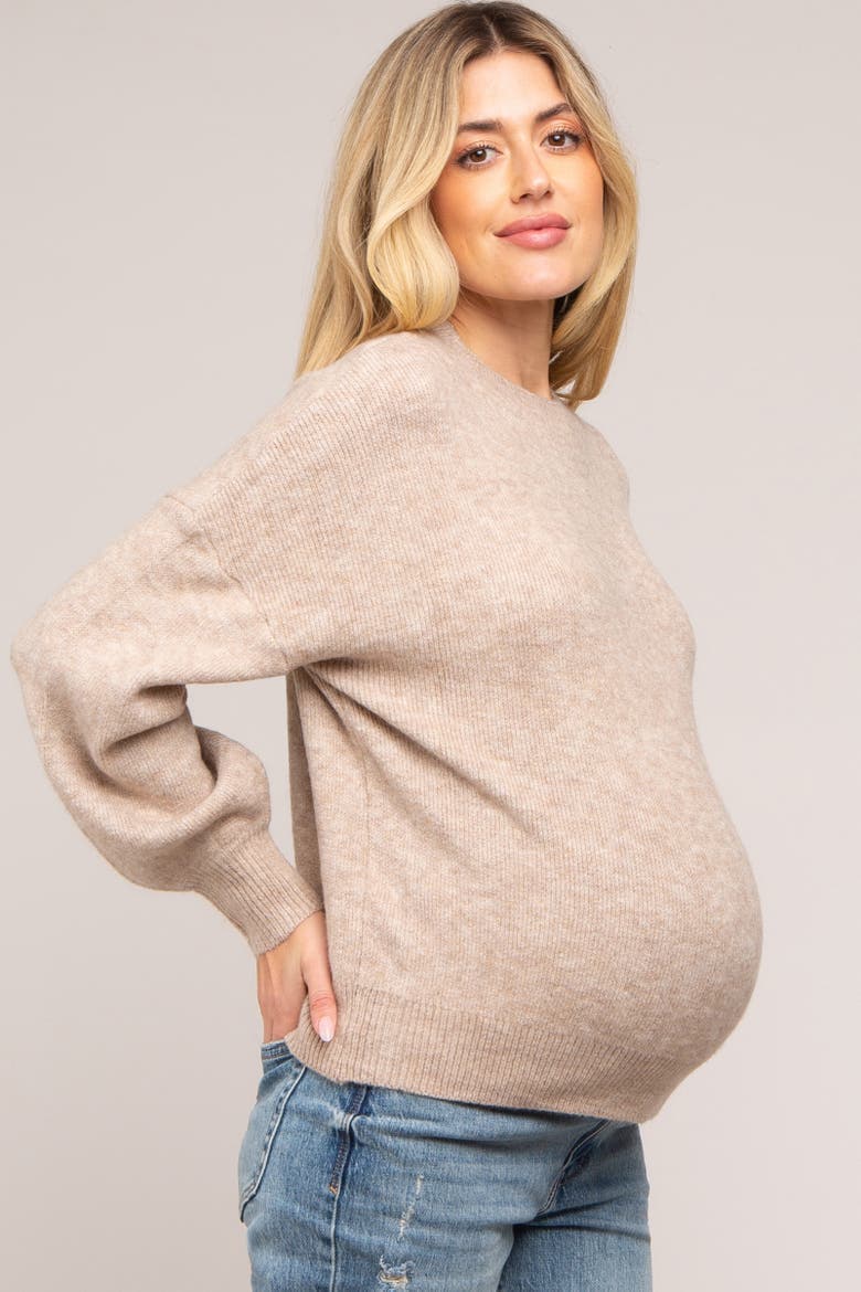 Bubble Sleeve Sweater, Alternate, color, Taupe