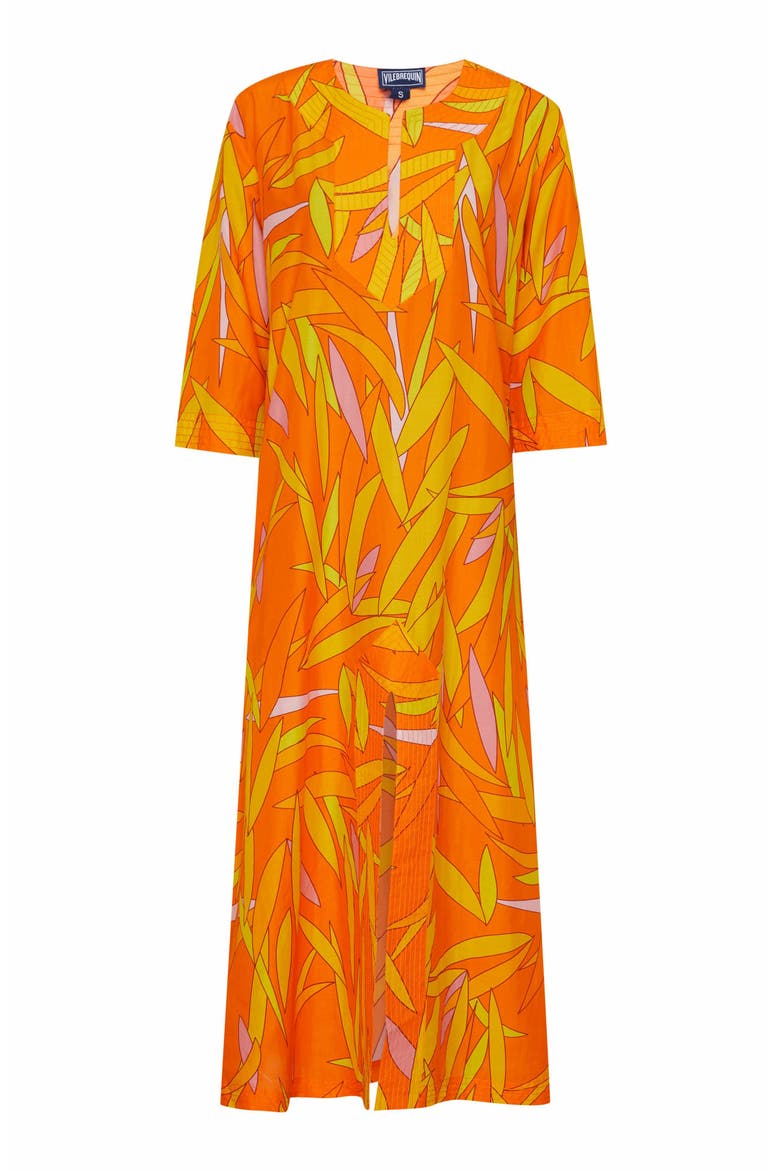 Women's Madrague Cotton and Silk Kaftan, Main, color, ABRICOT