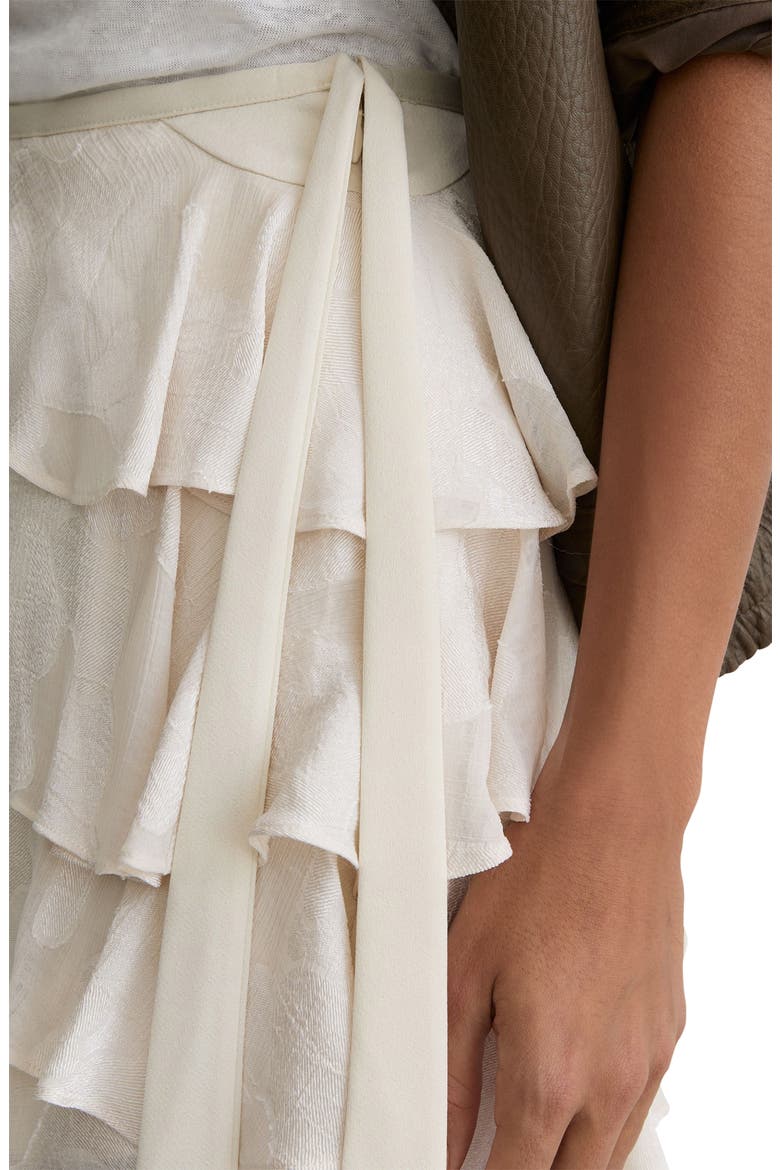 Cameron Ruffle Tie Waist Jacquard Skirt, Alternate, color, CREAM