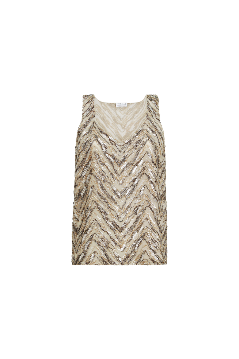 Crispy silk top, Alternate, color, Beige