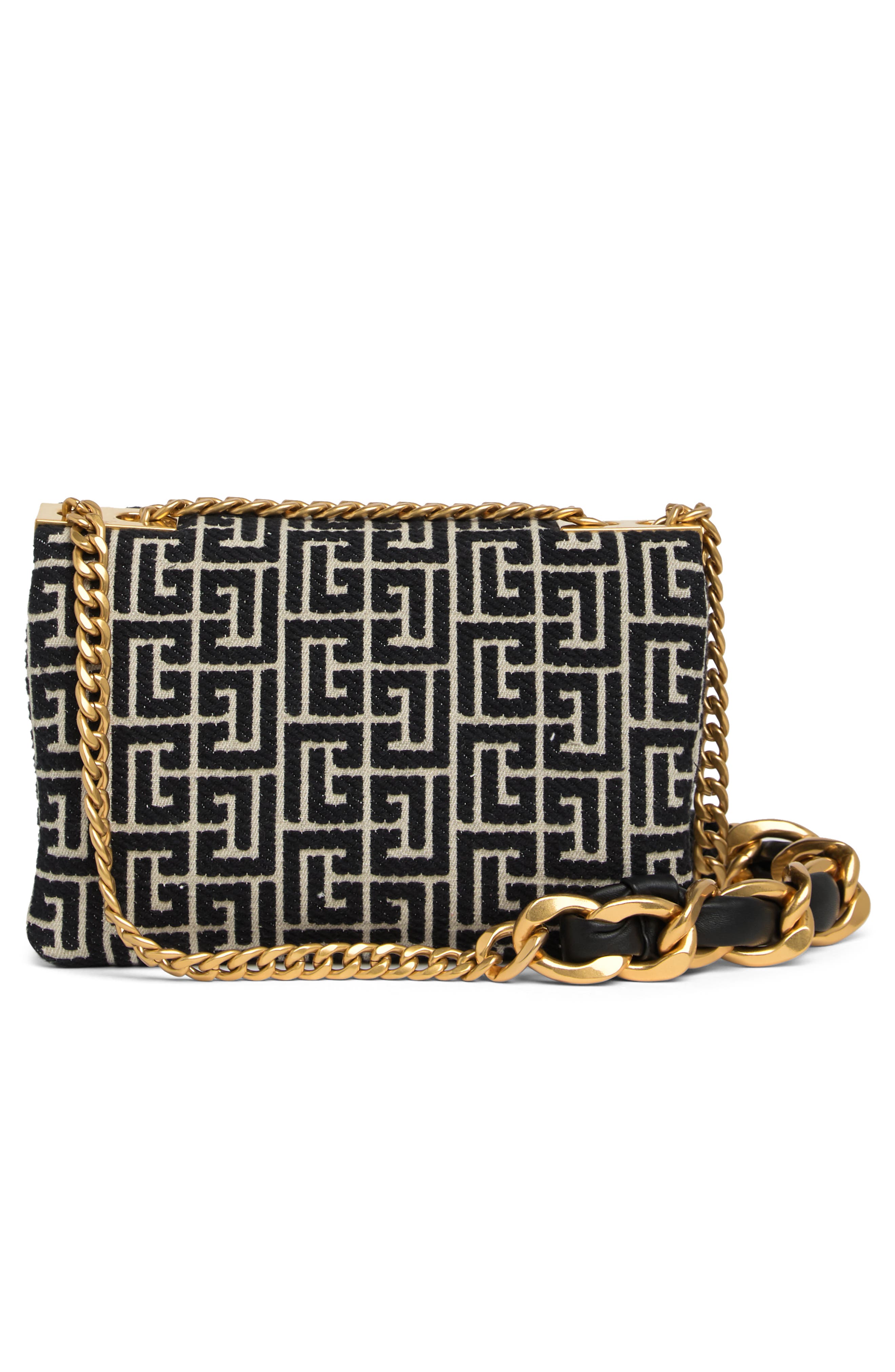 Balmain Small 1945 Soft Monogram Jacquard Crossbody Bag, Alternate, color, 