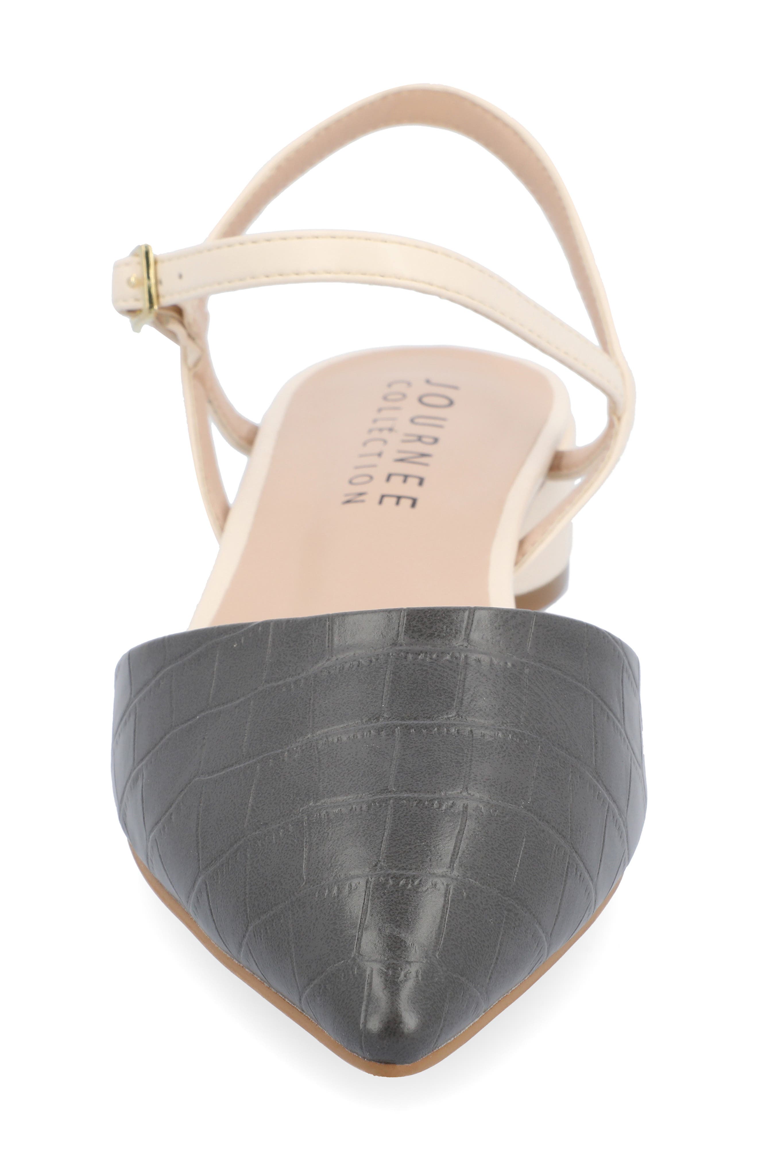 Journee Collection Brynn Croc Embossed Pump, Alternate, color, Charcoal
