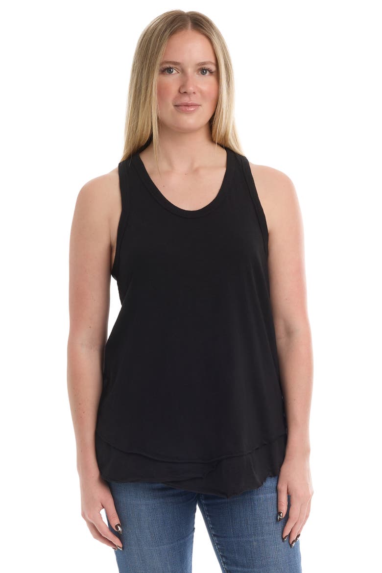 Shrunken Mock Hem Shirttail Tank, Main, color, Black