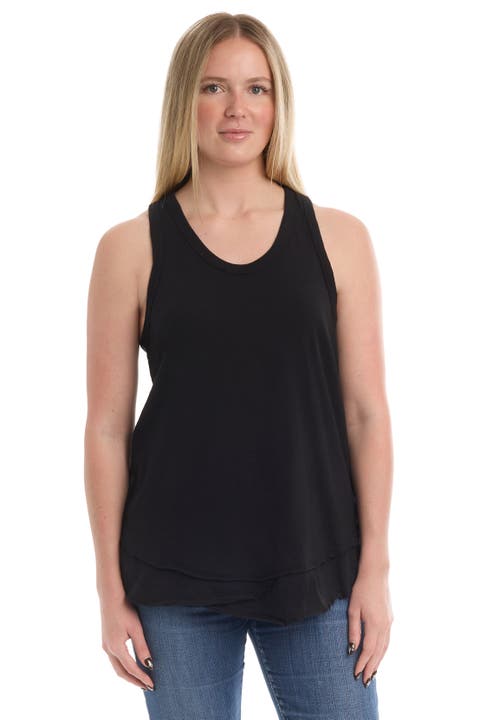 Shrunken Mock Hem Shirttail Tank