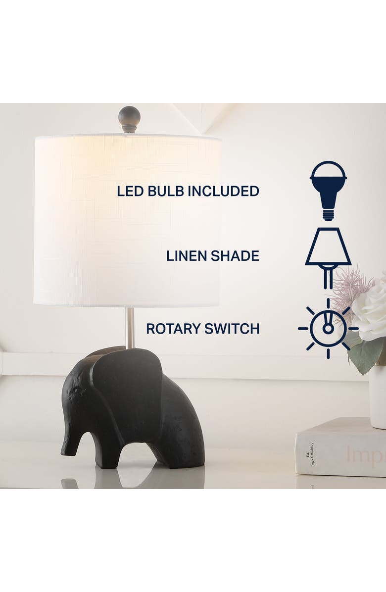 JONATHAN Y Koda Eclectic Southwestern Resin/Iron Elephant LED Kids' Table Lamp, Alternate, color, Black