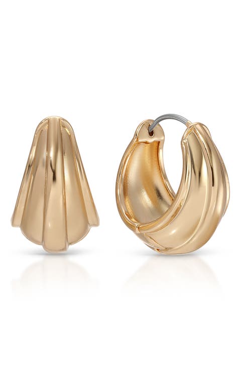 Modern Ridge Huggie Hoop Earrings