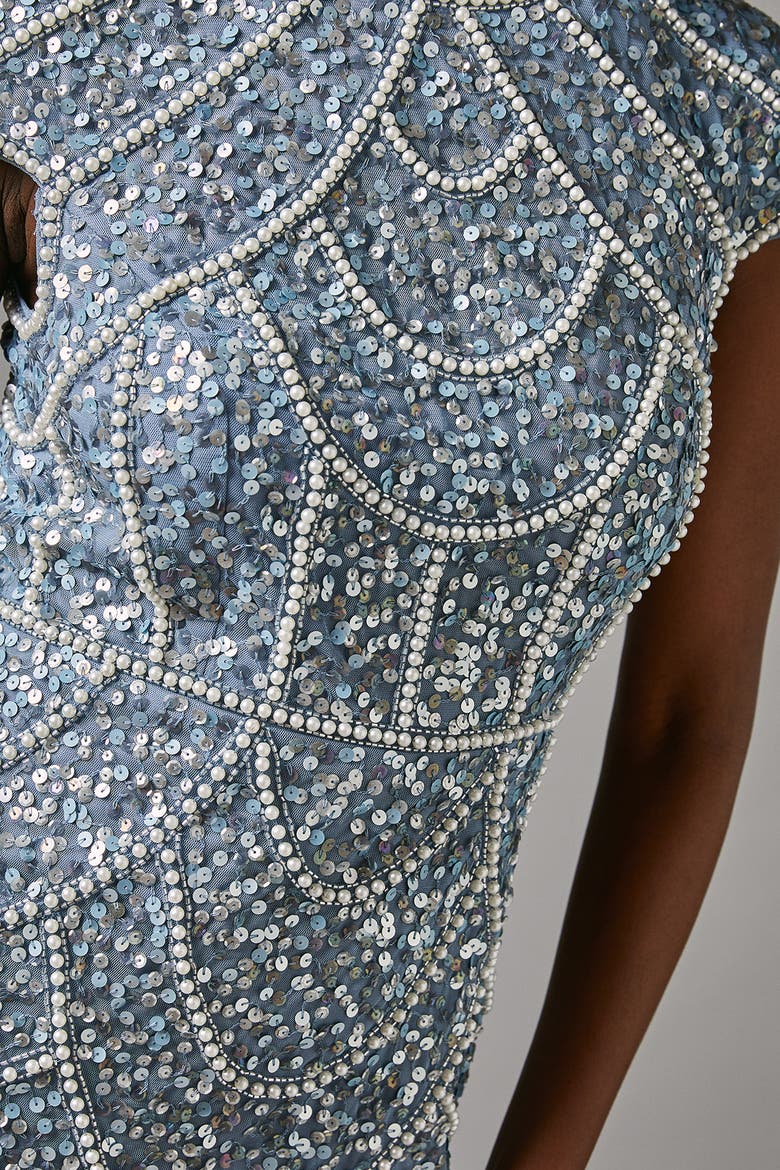 Embellished Pencil Dress, Alternate, color, Dusty Blue