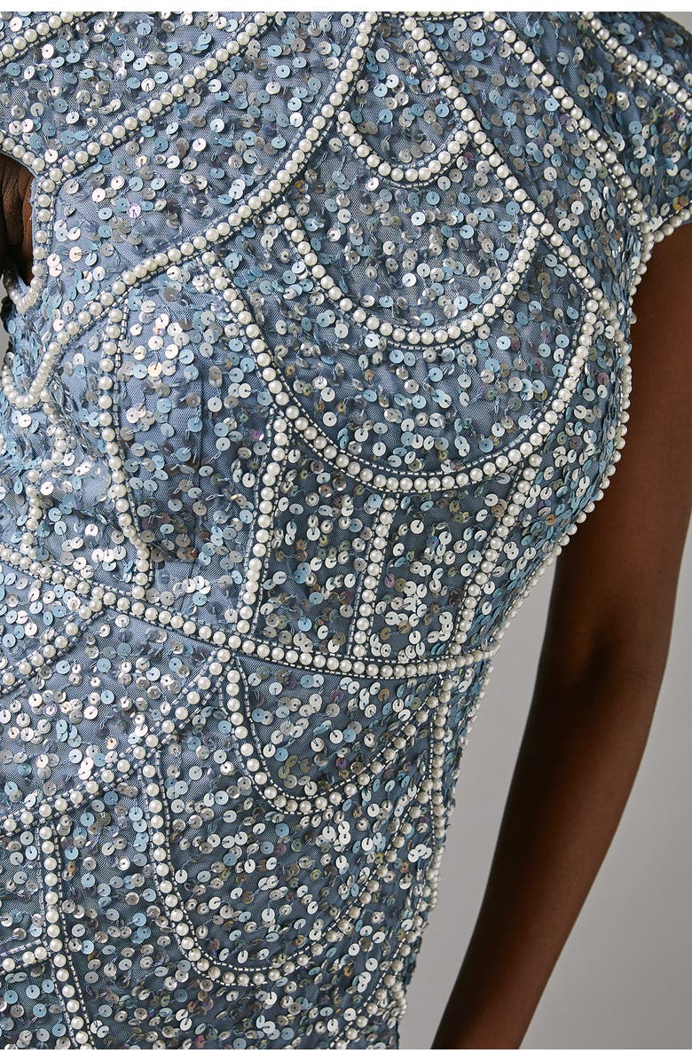 Coast Embellished Pencil Dress, Alternate, color, Dusty Blue