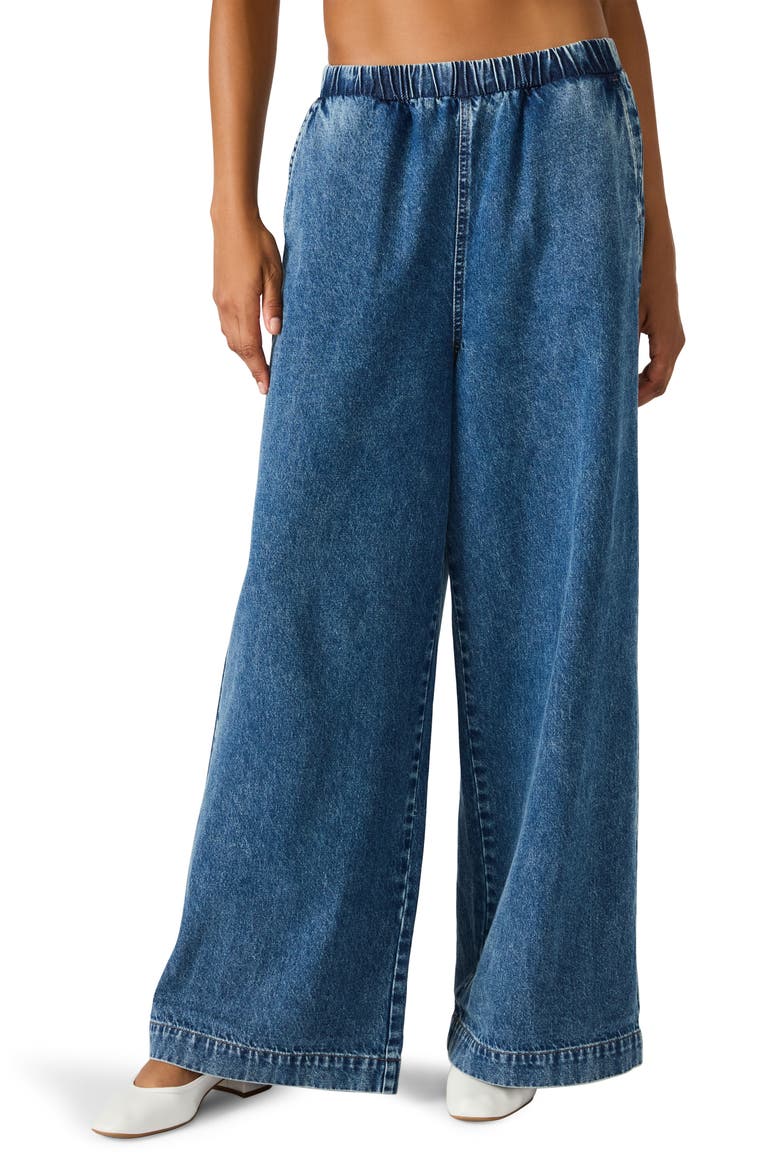 Levy Pull-On Wide Leg Jeans, Main, color, DARK NAVY