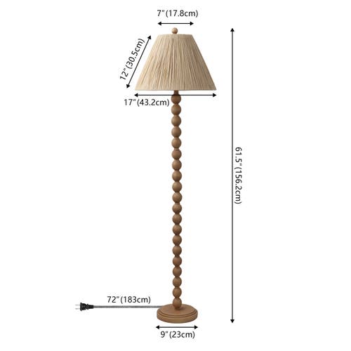 Jonathan Y Wren 61.5" Modern Rustic Bobbin Pleated Paper Shade/resin Led Floor Lamp In Neutral