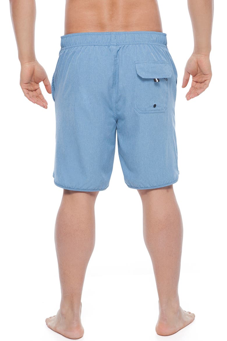 Quick-Dry Stretch Swim Trunks with Adjustable Waistband, Alternate, color, Light blue