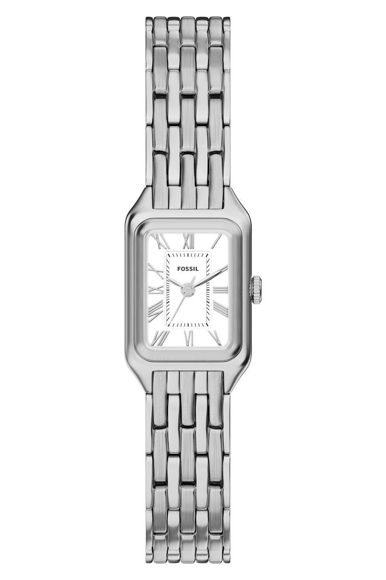 Mini Raquel Tank Bracelet Watch, 18mm x 29mm, Main, color, SILVER