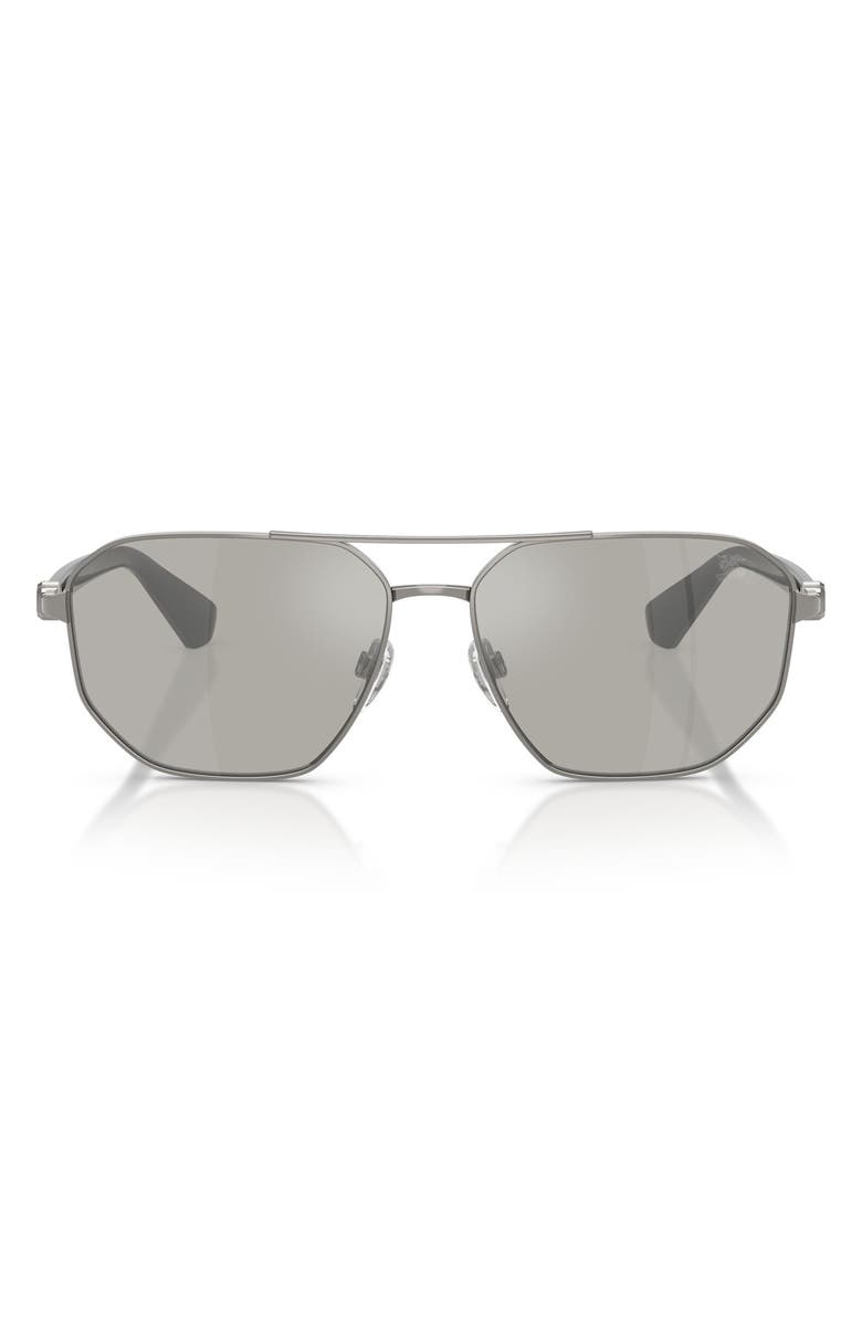 Burberry 60mm Pilot Sunglasses, Main, color, Gunmetal / Grey Silver