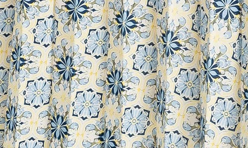 Max Studio Pleated Maxi Skirt In Cream Tile Blue Floral