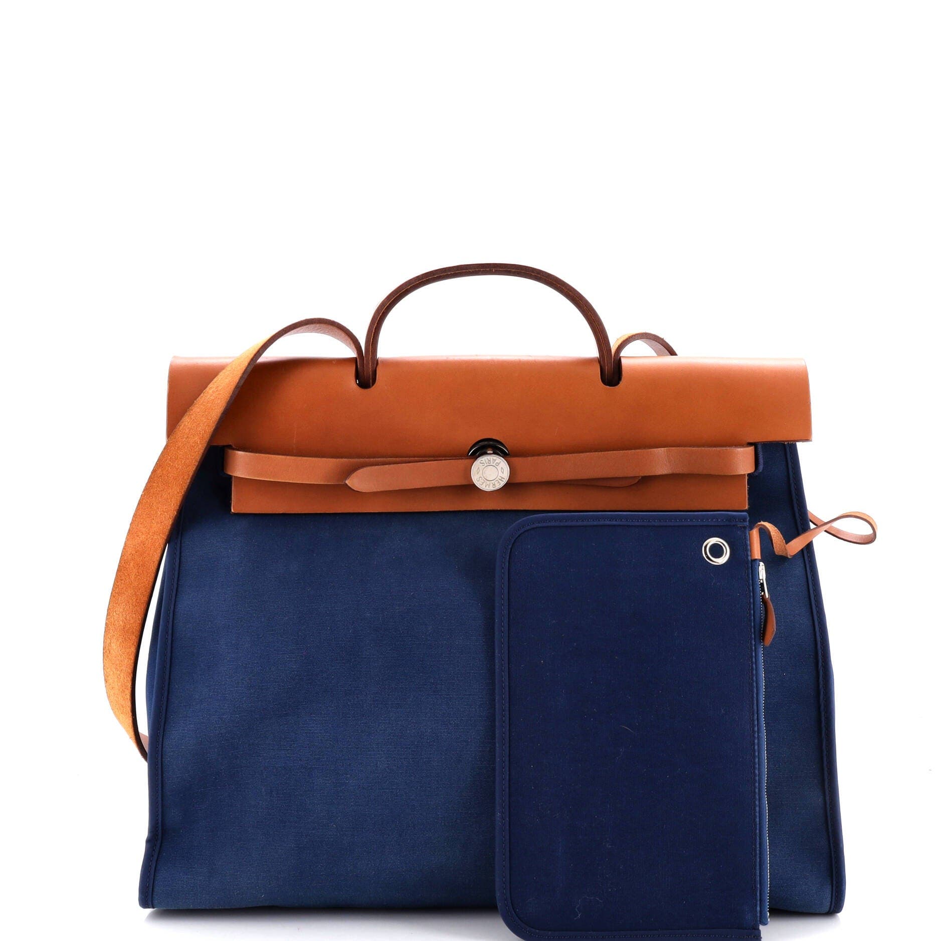 Herbag Zip Leather and Toile 39, Alternate, color, Blue