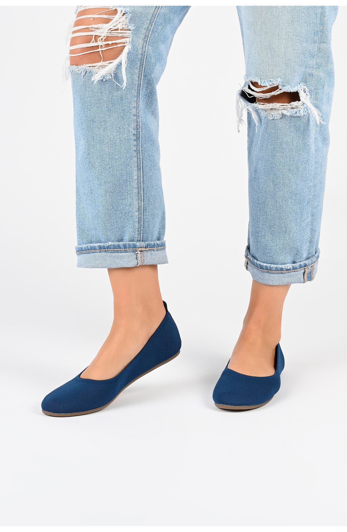 Journee Collection Jersie Knit Ballet Flat - Wide Width, Alternate, color, Tan