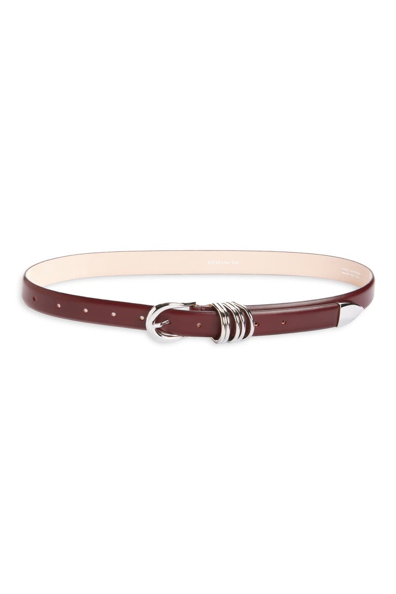Hollyhock Leather Belt, Main, color, BORDEAUX/ SILVER