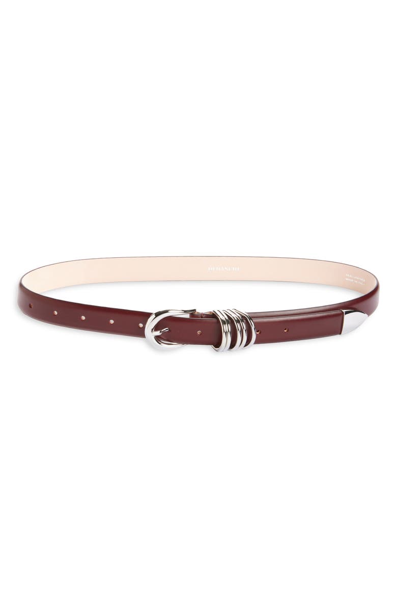 Déhanche Hollyhock Leather Belt, Main, color, Bordeaux/ Silver