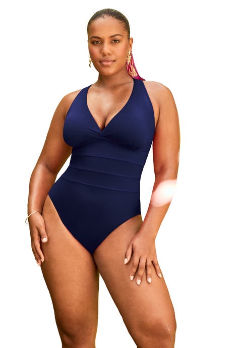 Crossback V-Neck One Piece Swimsuit