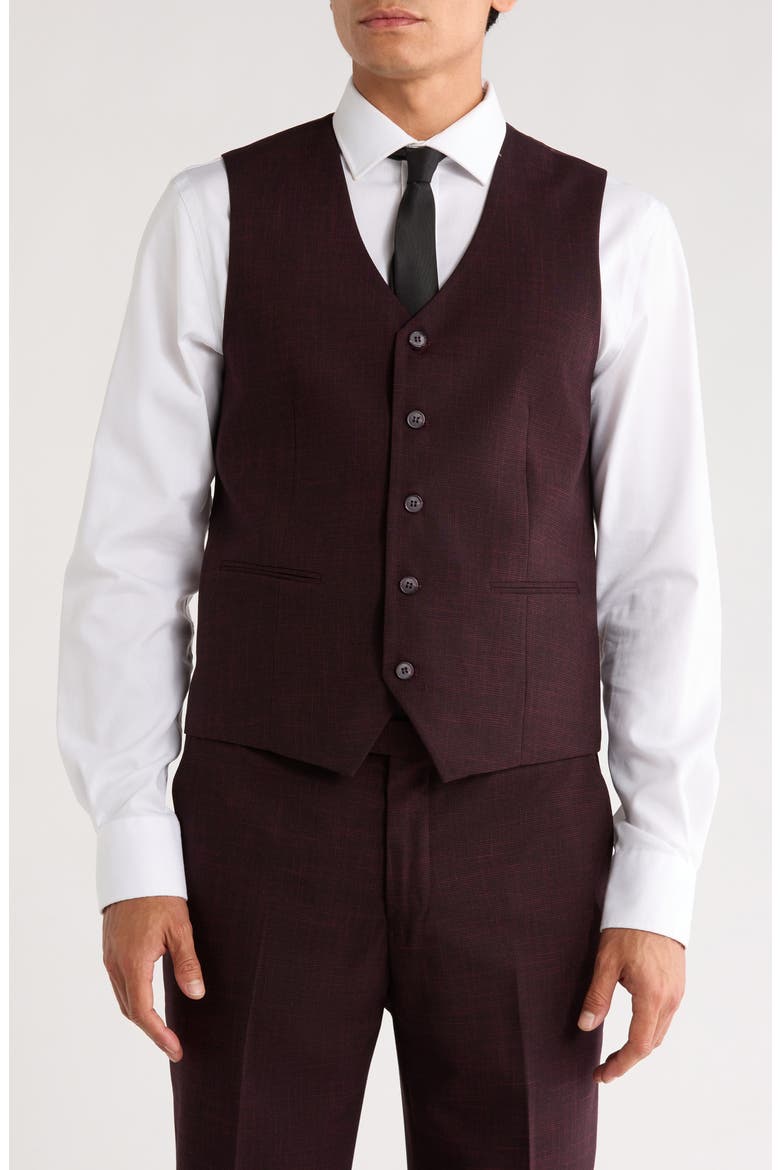 Tatersall Mélange 3-Piece Suit, Alternate, color, BURGUNDY