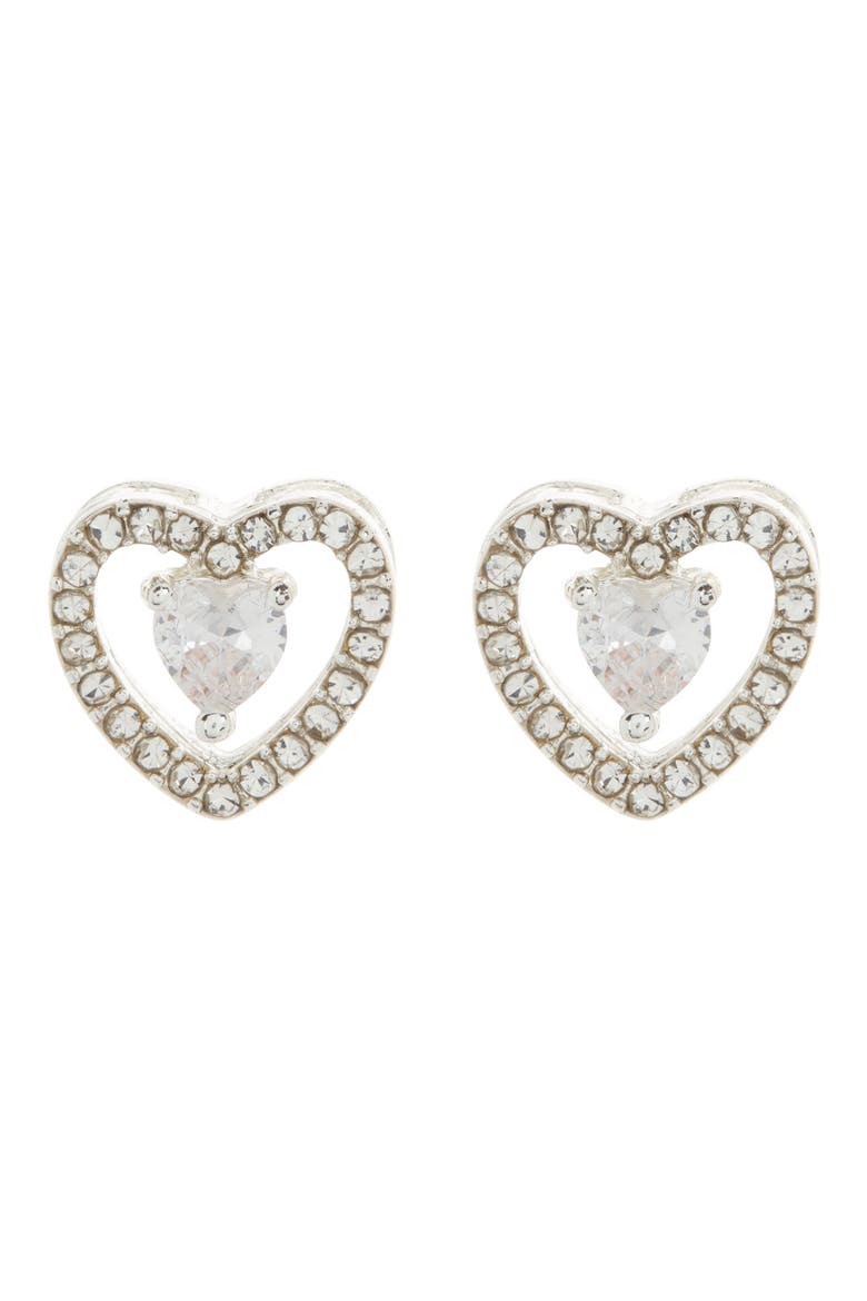 CZ Heart Pendant Necklace & Earrings Set, Alternate, color, SILVER