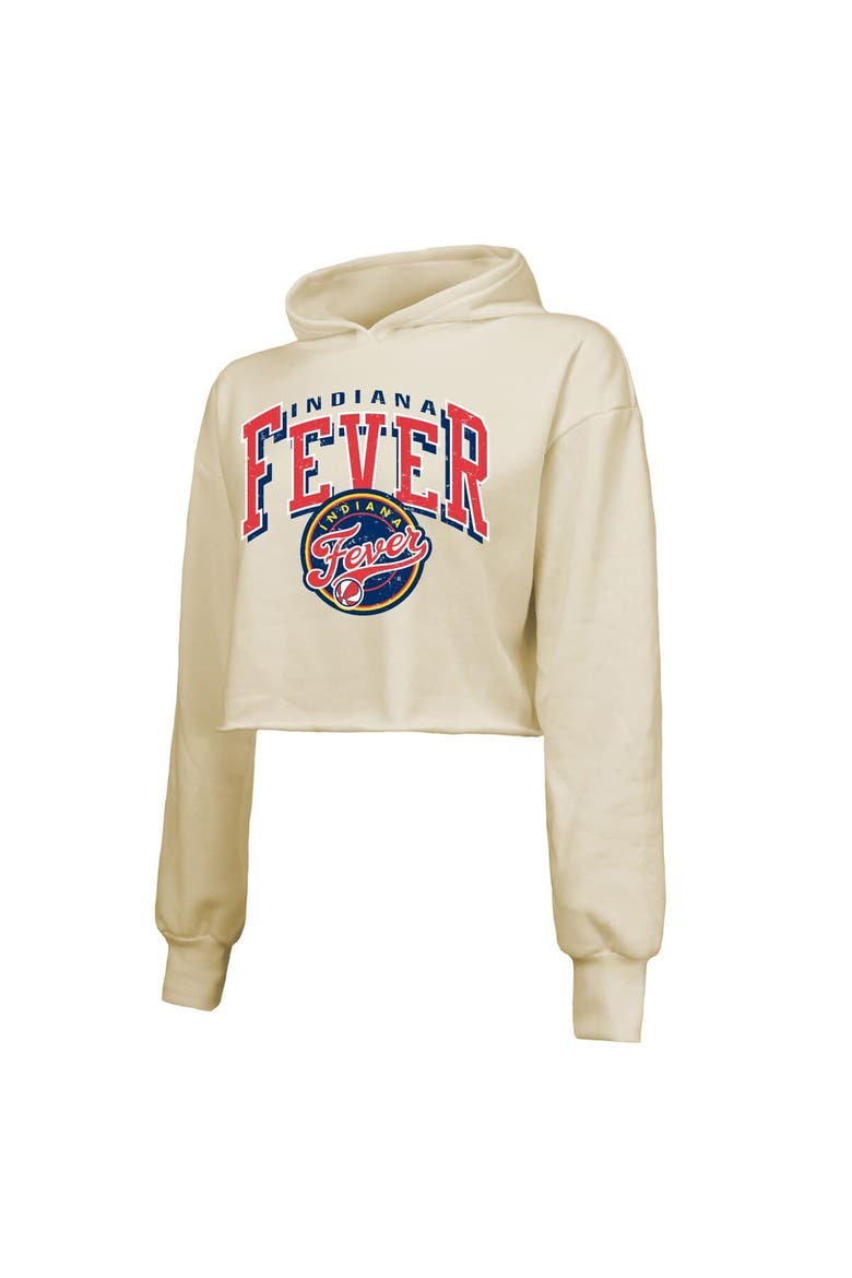 Women's Majestic Threads Cream Indiana Fever Circus Shot Drop Shoulder Tri-Blend Cropped Pullover Hoodie, Alternate, color, Cream
