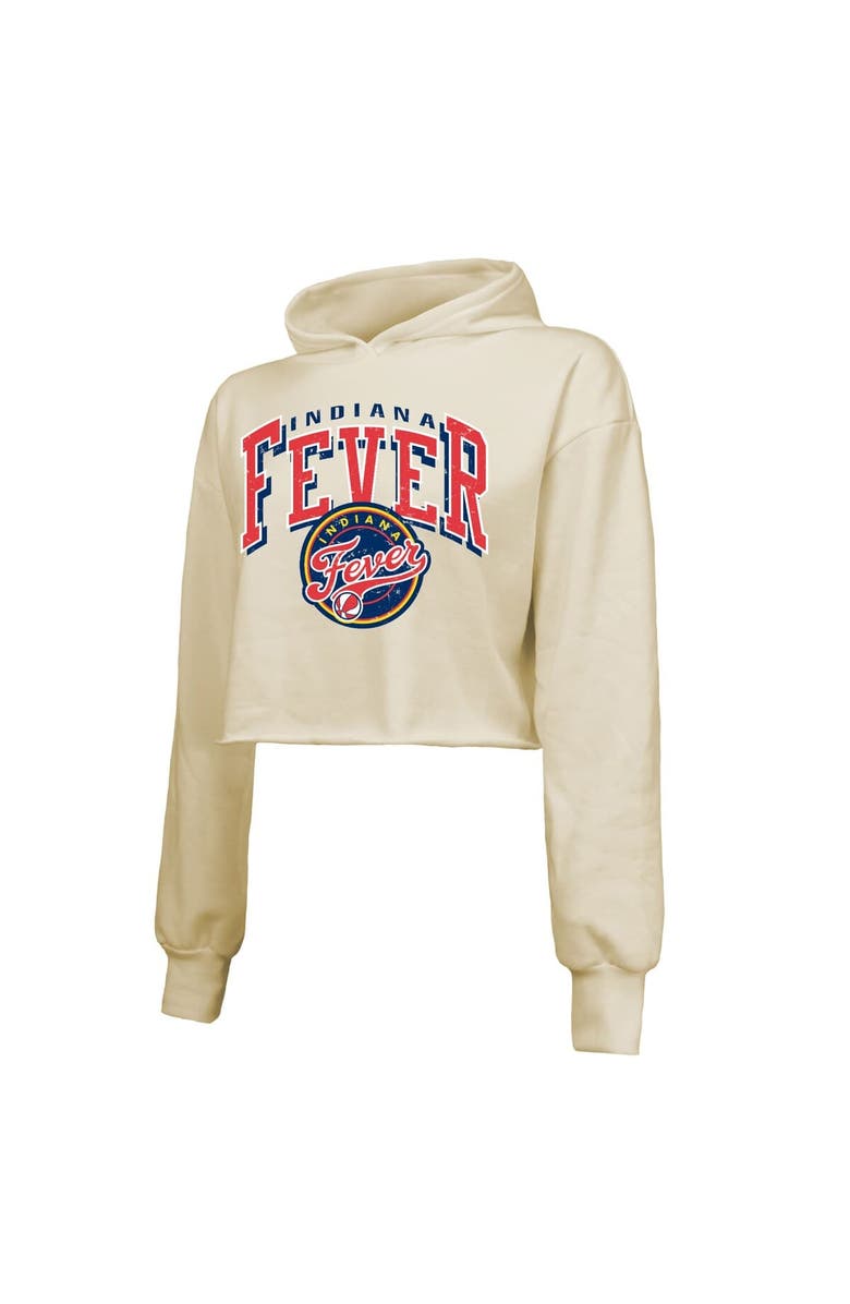 Majestic Threads Women's Majestic Threads Cream Indiana Fever Circus Shot Drop Shoulder Tri-Blend Cropped Pullover Hoodie, Alternate, color, Cream