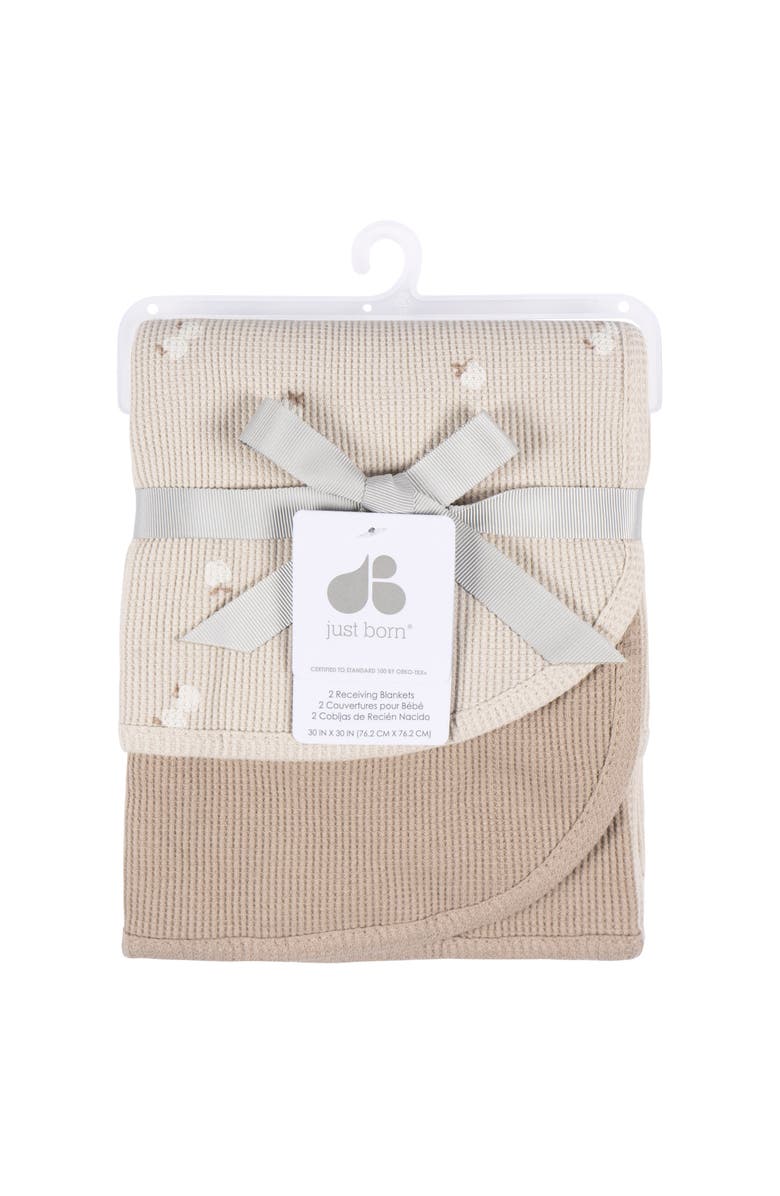 Just Born Tan Cotton Blankets 2-Pack Set, Alternate, color, Tan Fruit