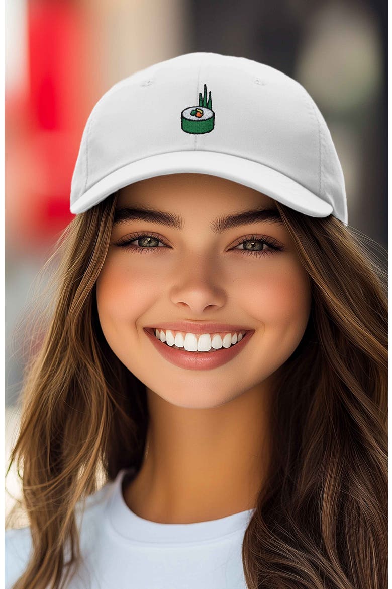 Sushi Roll Embroidered Dad Hat, Alternate, color, White