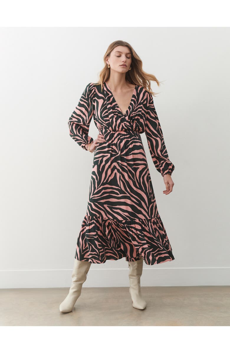 Finery London Suzie Animal Print Midi Dress, Main, color, Pink Leopard
