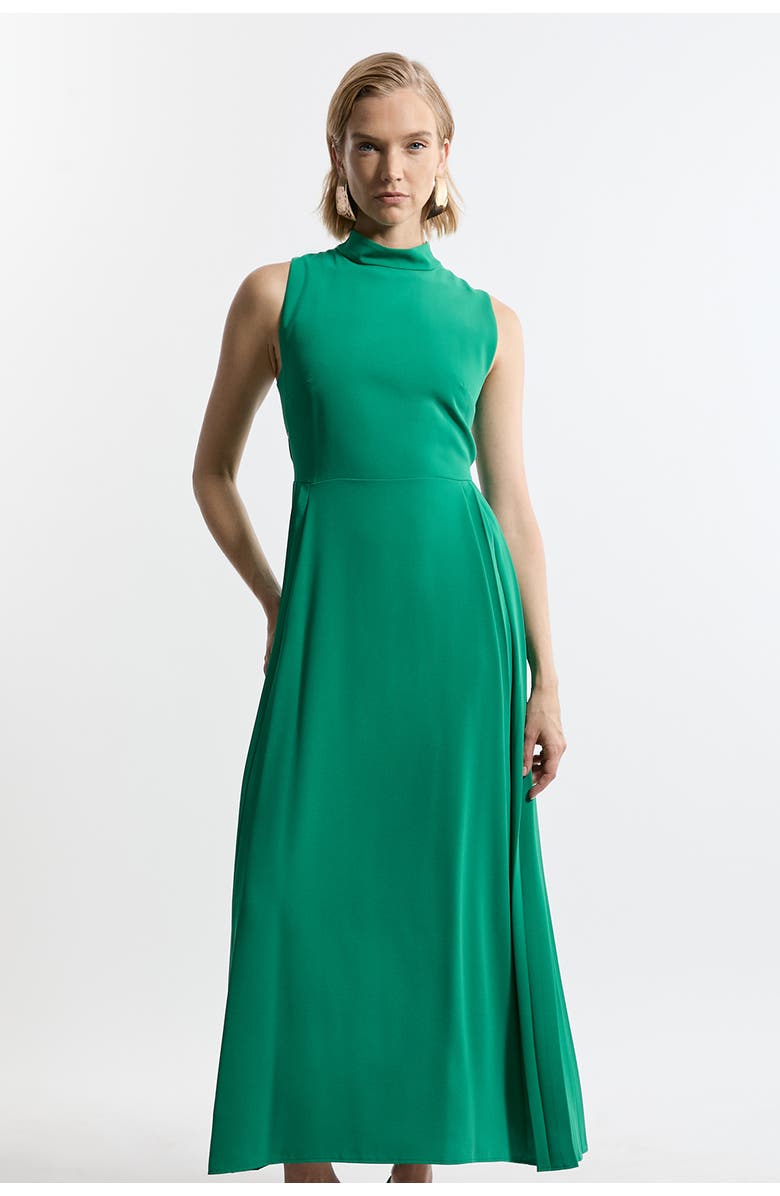 Karen Millen Soft Tailored Pleated Panel Midaxi Dress, Main, color, Green