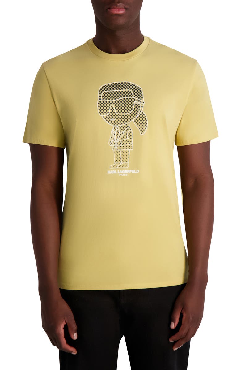 KARL LAGERFELD PARIS Large Karl Character Logo Graphic T-Shirt, Main, color, Mustard