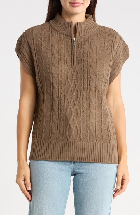Cable Knit Half Zip Pullover