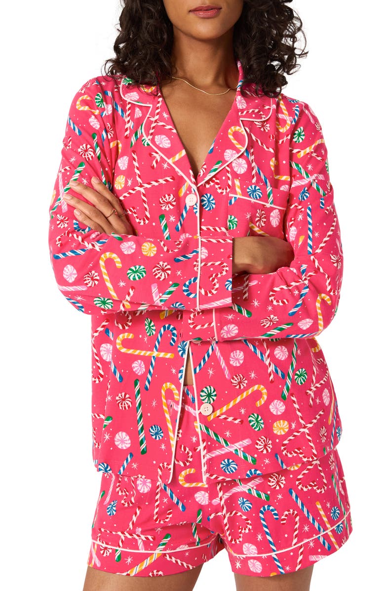 BedHead Pajamas Print Stretch Organic Cotton Short Pajamas, Alternate, color, Peppermint Twist