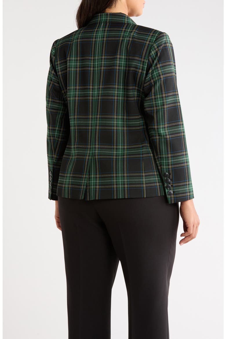 Plaid One-Button Blazer, Alternate, color, WINTER PINE BLACK