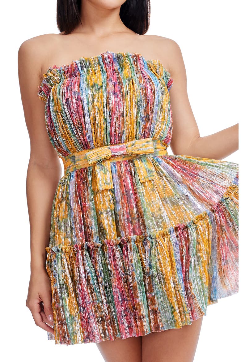 Petra Metallic Strapless Cocktail Minidress, Alternate, color, AMBER MULTI