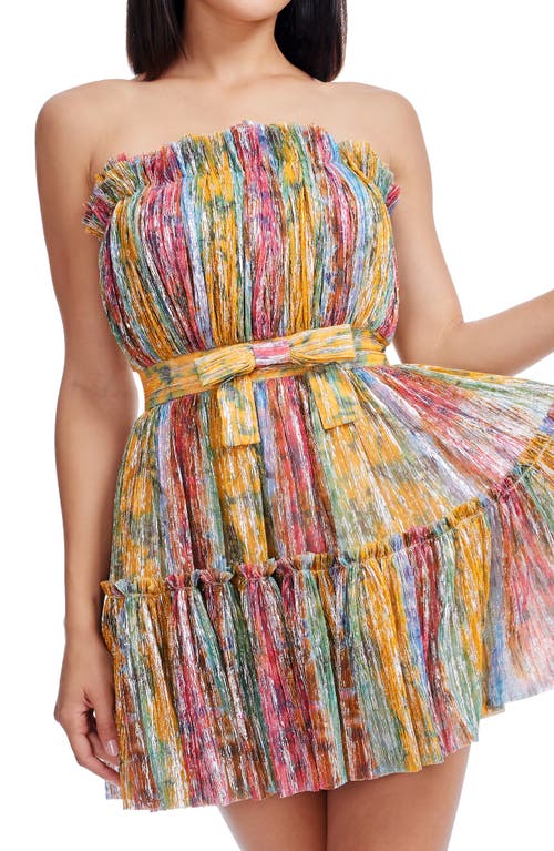 DRESS THE POPULATION DRESS THE POPULATION PETRA METALLIC STRAPLESS COCKTAIL MINIDRESS