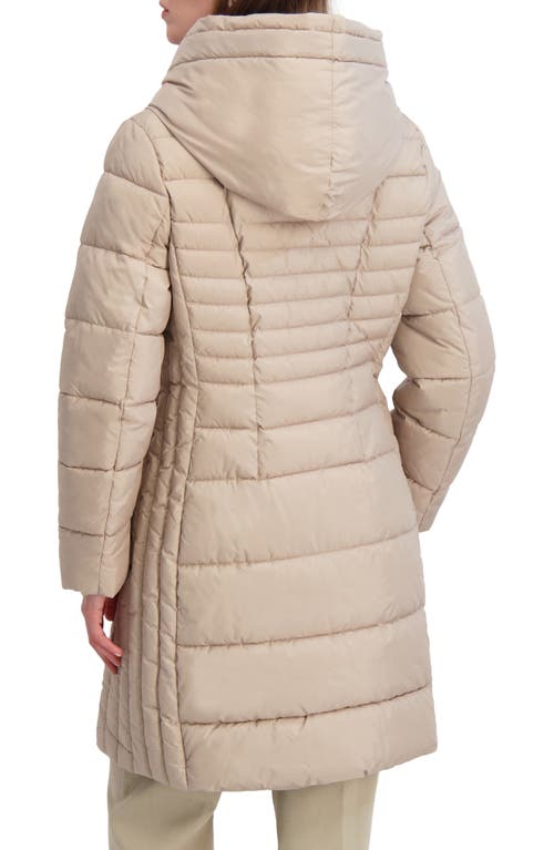 Tahari Casey Hooded Bib Puffer Coat In Neutral