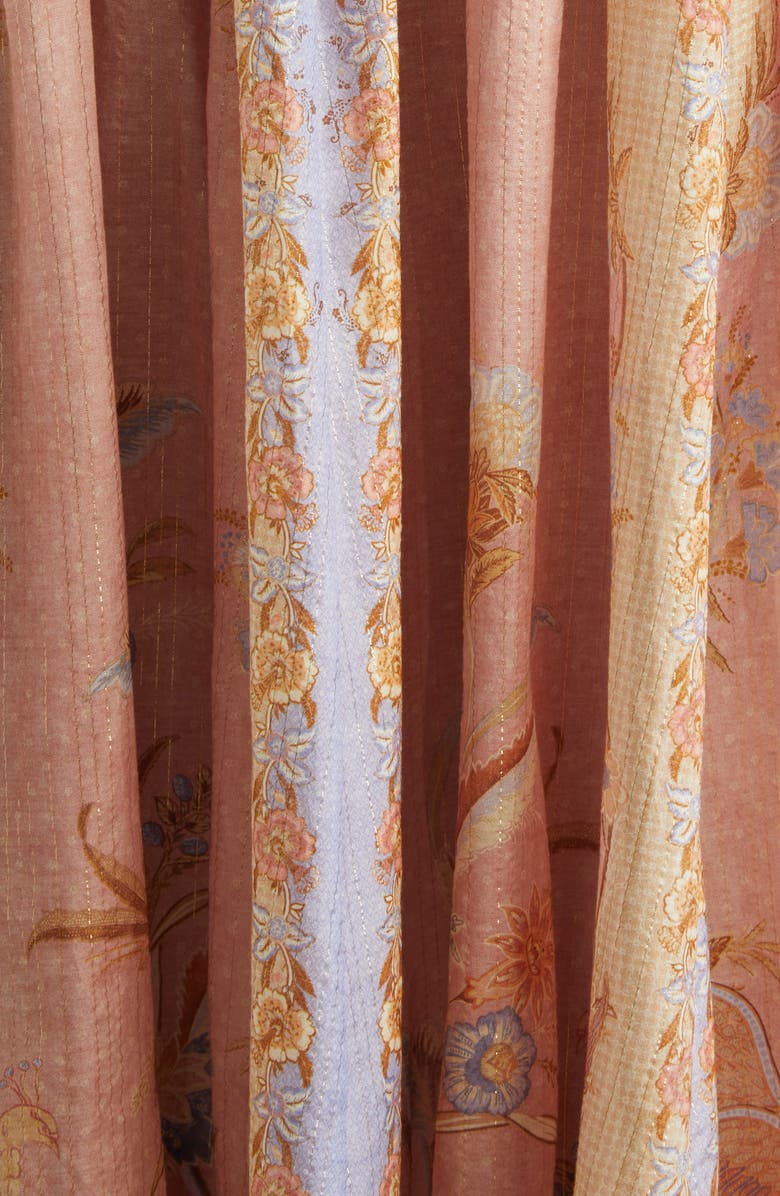 Zimmermann Indra Metallic Stripe Print Silk & Cotton Halter Maxi Dress, Alternate, color, Pink Scarf Floral