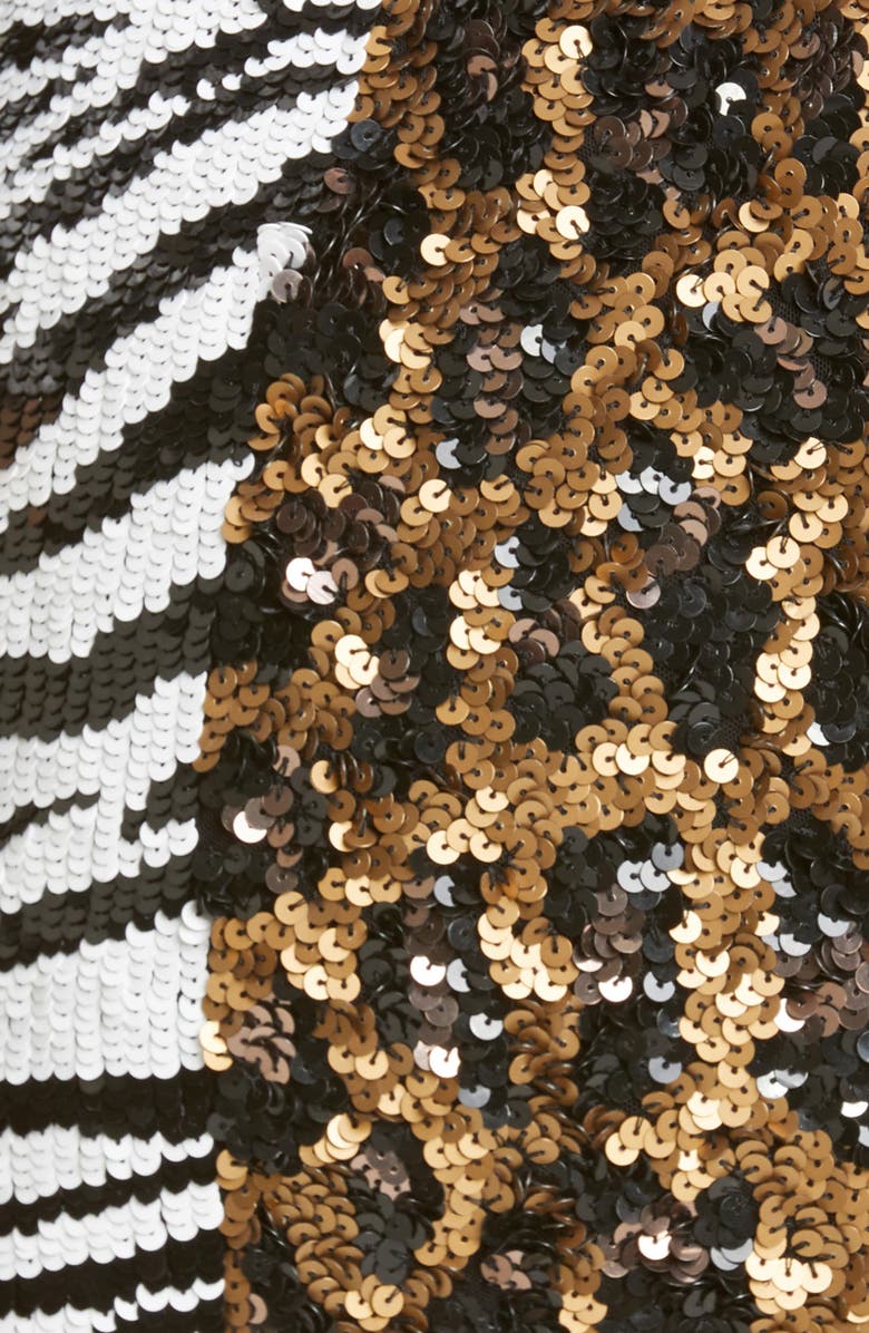 Alice + Olivia Jae Mixed Sequin Dress, Alternate, color, 