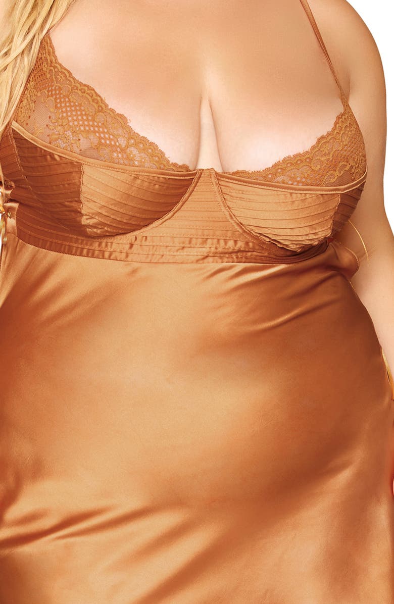 Dreamgirl Underwire Satin Chemise, Alternate, color, 